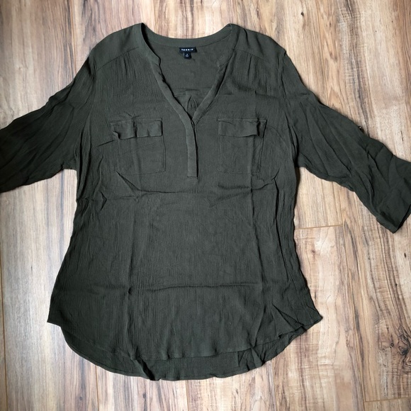 Torrid Rayon Green Work 3/4 Sleeve Blouse 2 2X - Picture 2 of 5